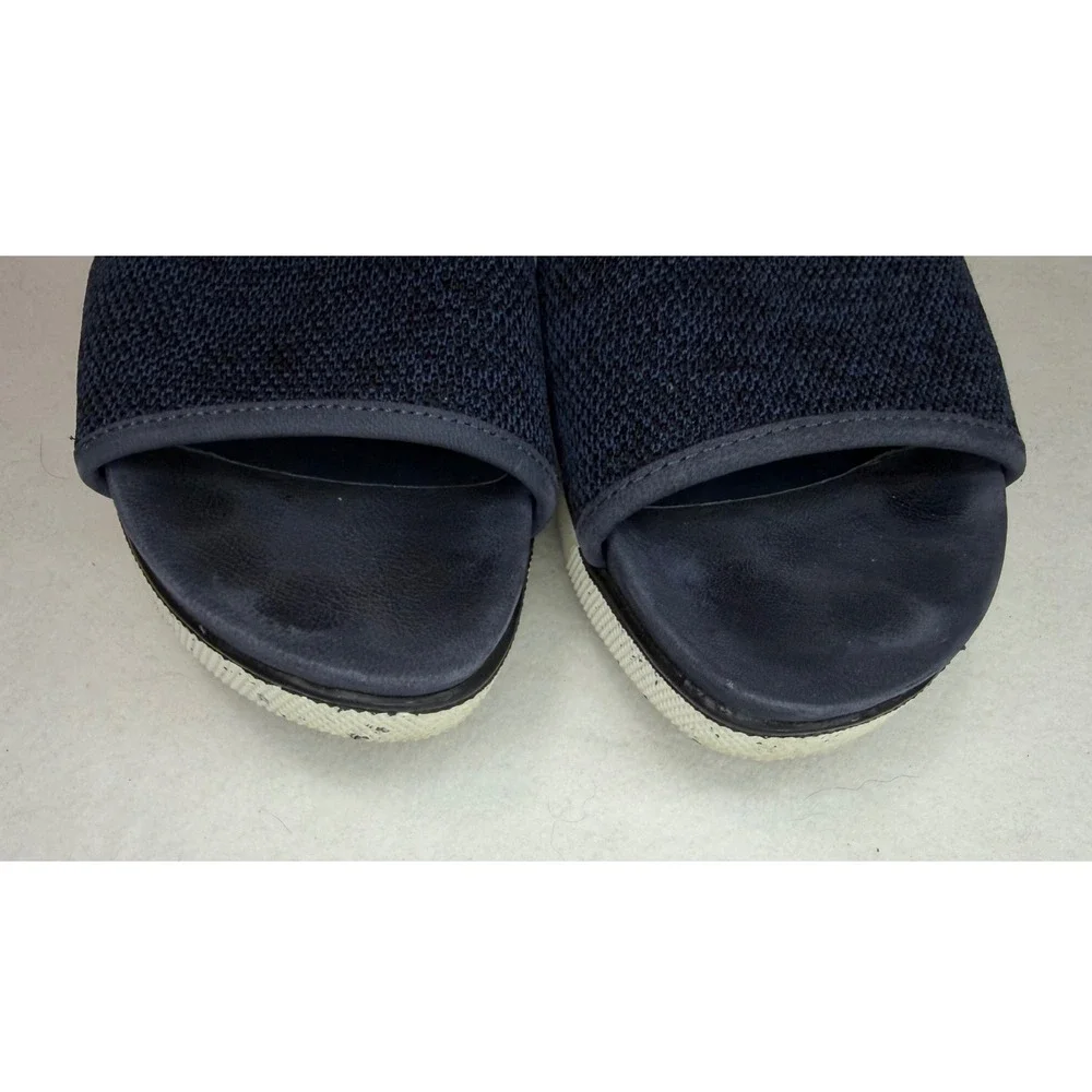 Eileen Fisher Knit Platform Sandals Women 8 Navy Blue Back Zip High Top